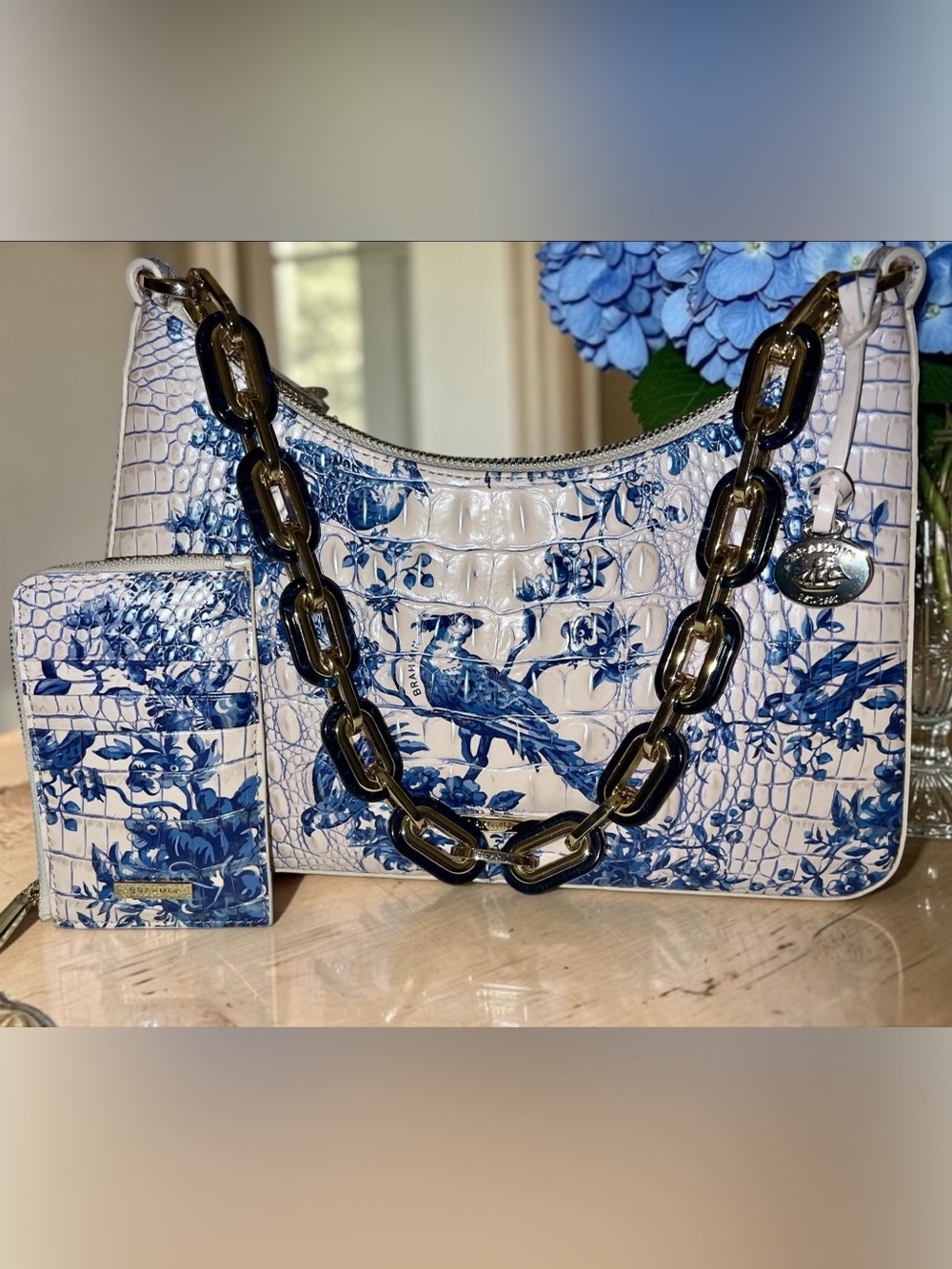 Brahmin Leather MOD ESME Shoulder Bag & Lennon Wallet Set, Songbird Melbourne